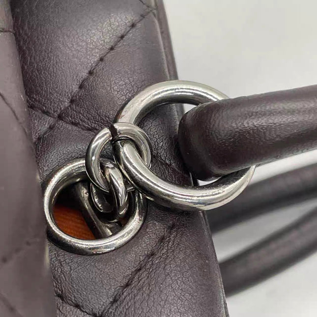 Chanel Cambon Large Dark Brown Calfskin Leather Double Strap Handbag