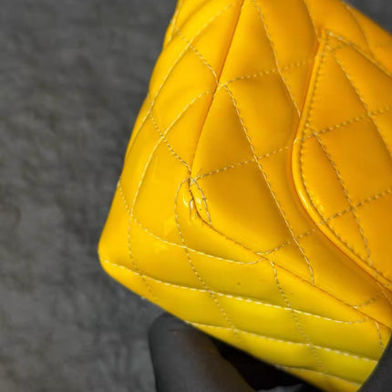 Chanel Classic Flap Rectangular Mini Yellow Patent Leather Silver Hardware, 2014-2015