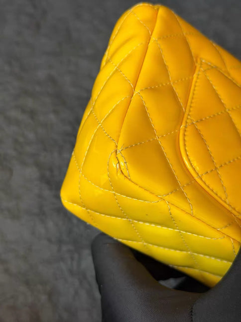 Chanel Classic Flap Rectangular Mini Yellow Patent Leather Silver Hardware, 2014-2015