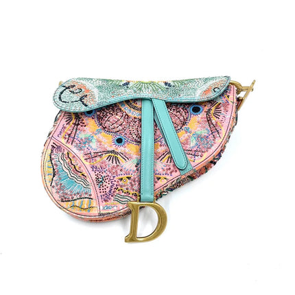 Dior In Lights Saddle Medium Multicolor Beads and Calfskin Leather Shoulder Bag