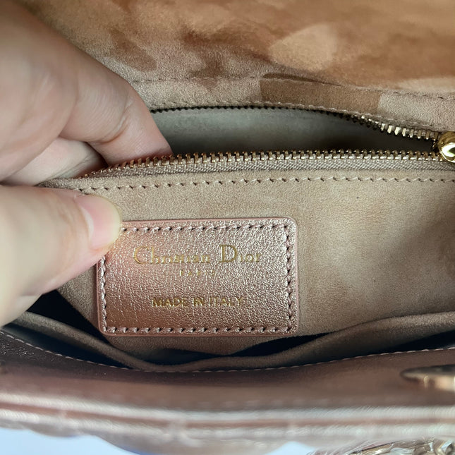 Lady Dior ABCdior Small Pink Irediscent and Metallic Cannage Lambskin Handbag