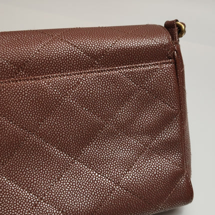 Chanel Vintage Medium Iridescent Brown Caviar Leather Shoulder Bag Gold Hardware