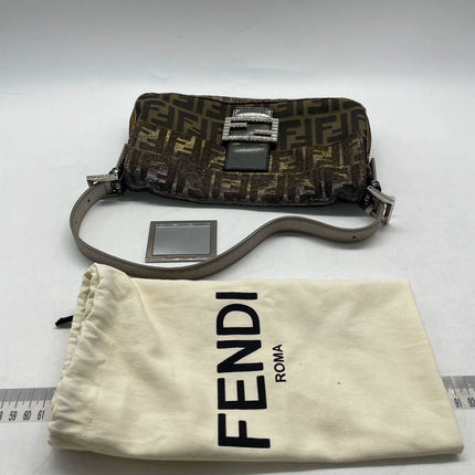 Fendi Baguette Iridescent Brown Zucca Print with Crystal Buckle
