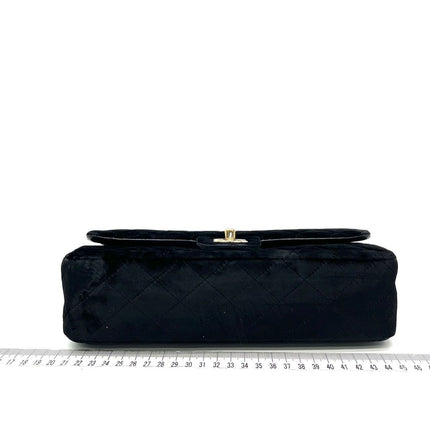 Chanel Classic Flap Medium Black Velvet Gold Hardware, 2014-2015