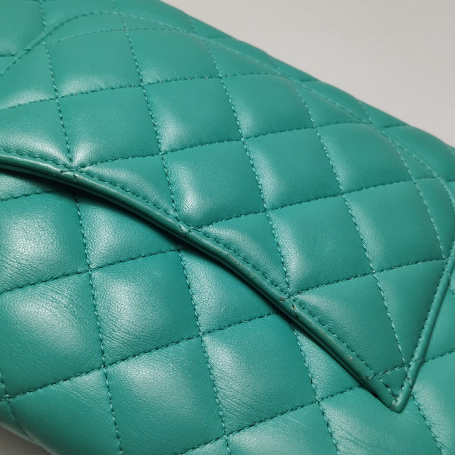 Chanel Classic Flap Mini 2018 Turquoise Blue Green Lambskin Leather Gold Hardware