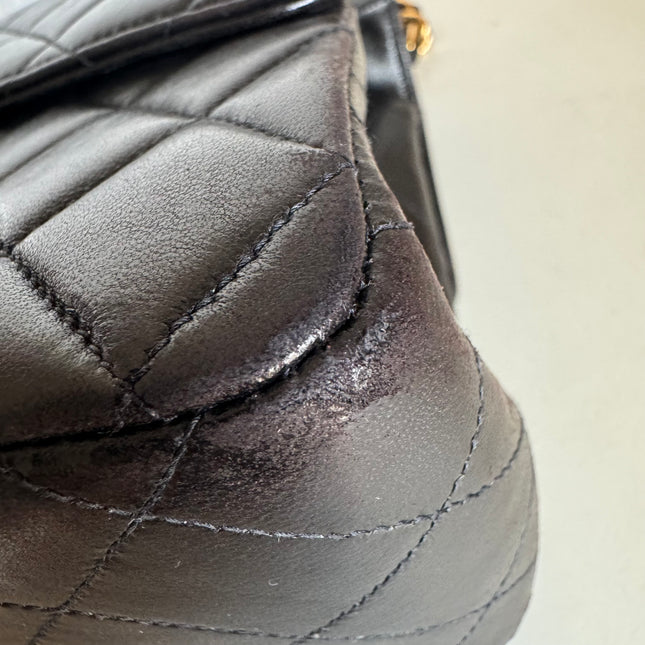 Chanel Double Sided Small Classic Flap Black Lambskin Leather 24k Gold Hardware, 1996-1997