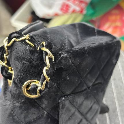 Chanel Classic Flap Medium Black Velvet Gold Hardware, 2014-2015