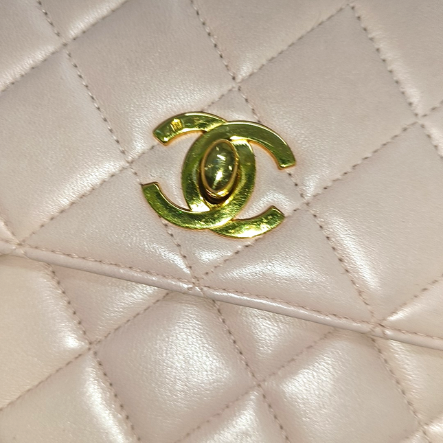 Chanel Vintage Top Handle Trendy CC Kelly Flap Bag Pink Cannage Lambskin Leather 24k Gold Plated Hardware
