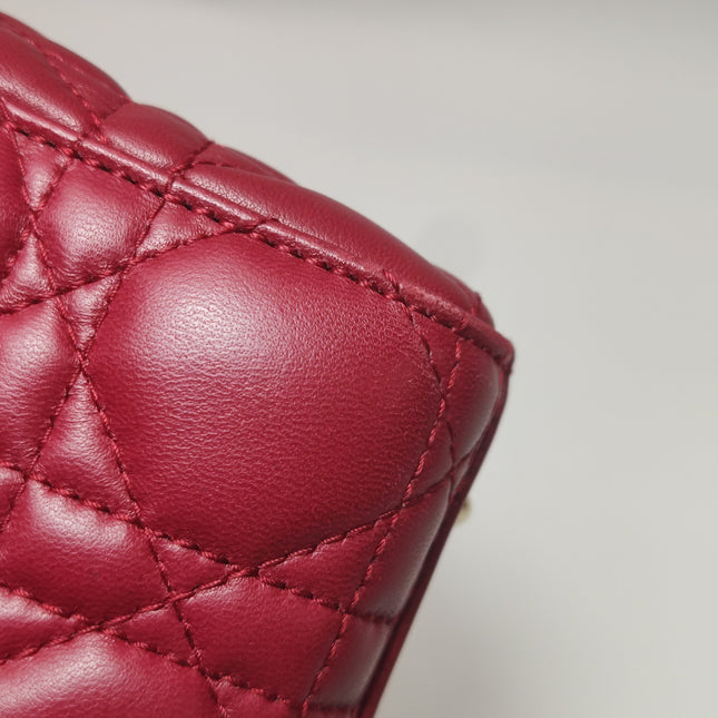 Lady Dior Small My Abcdior Burgundy Lambskin Cannage Leather Gold Hardware 2017