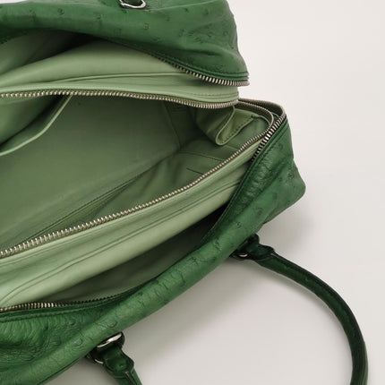 Prada Inside Bag Green Ostrich Leather Green Lambskin Leather Interior Medium