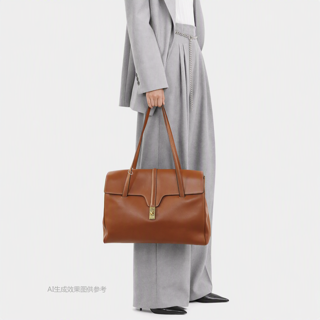 Celine Soft 16 Bag Large Caramel Natural Tan Smooth Satin Calfskin Leather