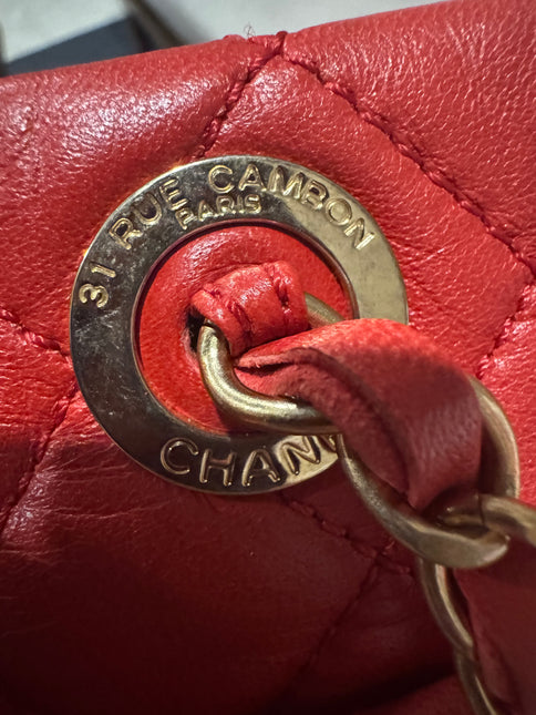 Chanel Shopping Tote Red Lambskin Leather Gold Hardware 2013-14