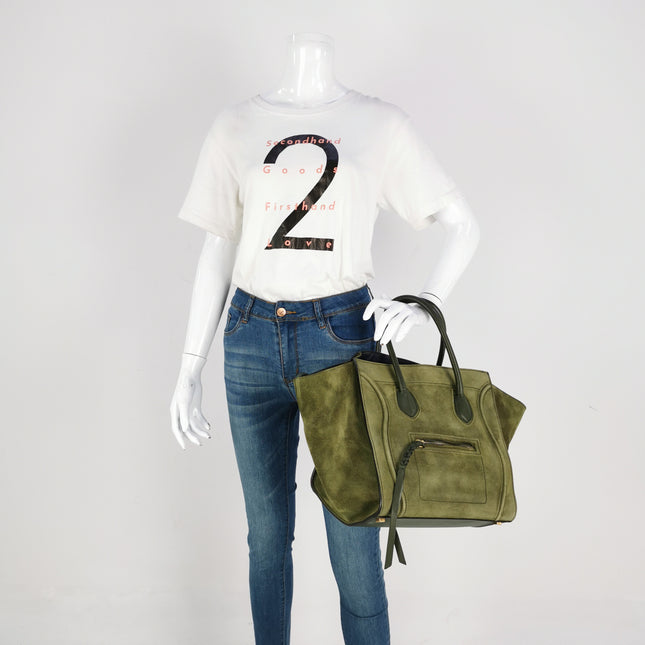 Celine Green Phantom Mini Green Suede Leather 30cm