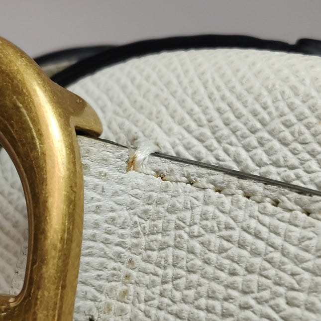 Dior Saddle Medium 2021 White Grained Leather Handbag