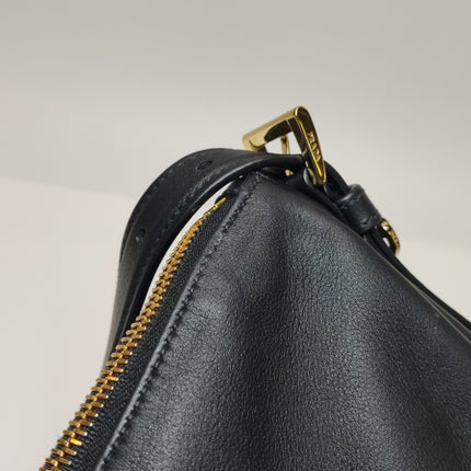 Prada Aimée Black Large Calfskin Leather Shoulder Bag