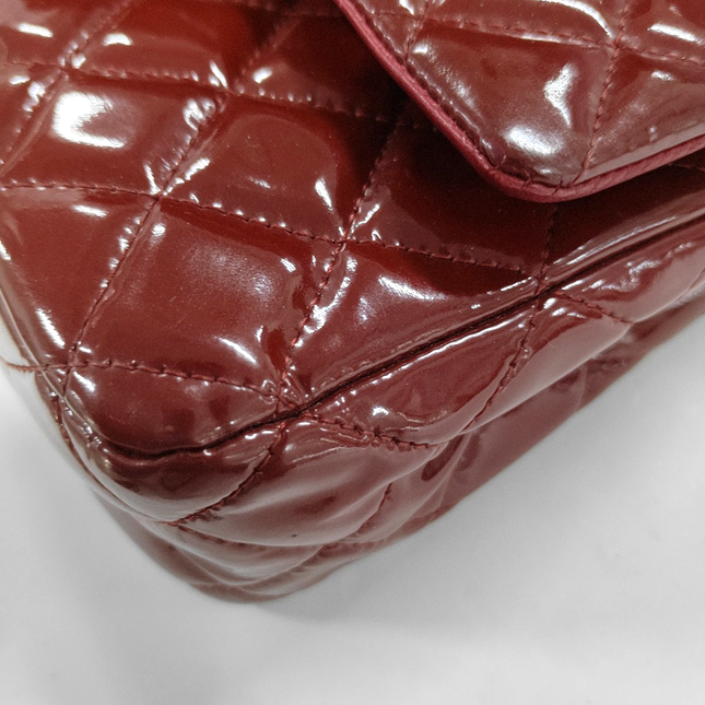 Chanel Classic Flap Medium Burgundy Patent Leather Silver HW, 2010-2011