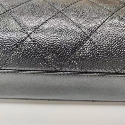 Chanel Single Flap Black Caviar Leather Vintage 24k Gold