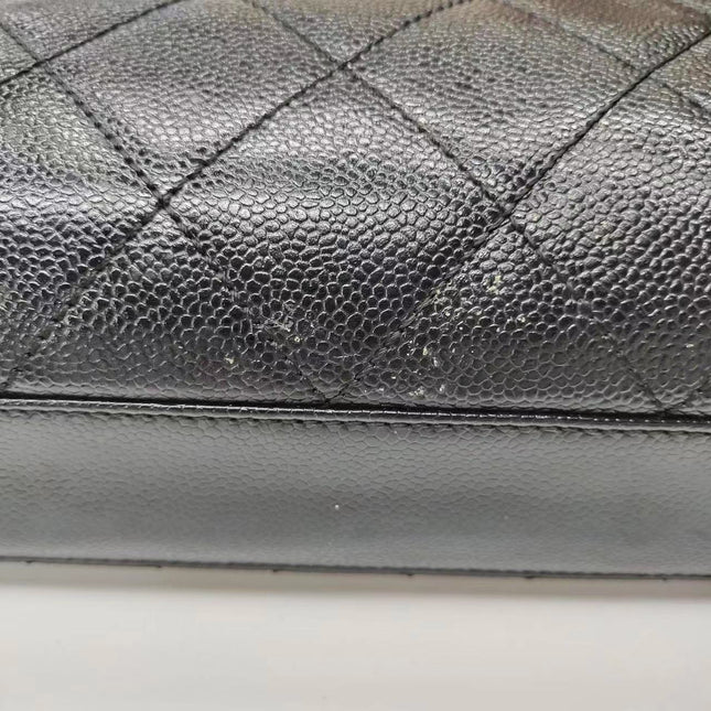 Chanel Single Flap Black Caviar Leather Vintage 24k Gold