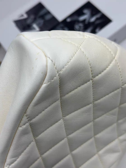 Chanel White Quilted Lambskin Double Side Pack Bags Aged Gold Hardware 2019