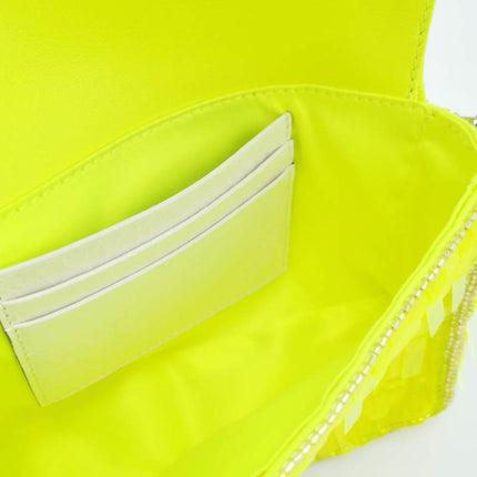Sold Fendi Baguette Mini Neon Lime Green Sequins Chain Strap Crossbody Bag