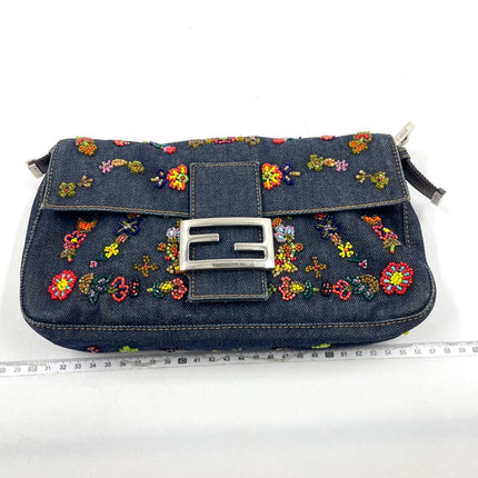 Sold Fendi Baguette Denim with Floral Beads 25 Anniversary Special Collection