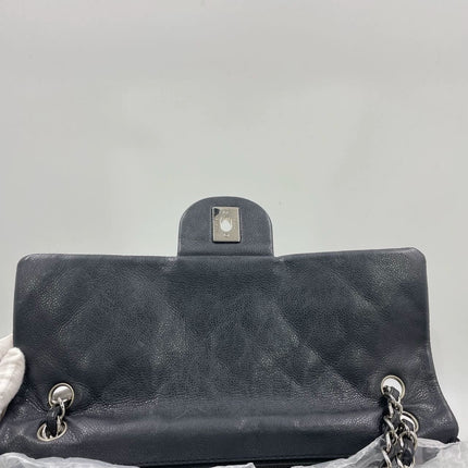 Chanel Classic Flap Maxi Black Soft Caviar Leather Silver-tone Hardware Giant CC Logo
