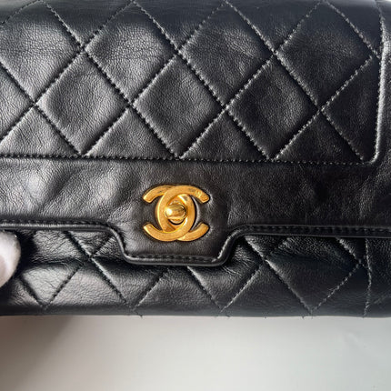 Chanel Diana Flap Bag Mini Black Leather Bijou Chain