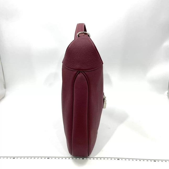 Gucci Jackie 1961 Burgundy Large Pebbled Leather Shoulder Bag with Strap
