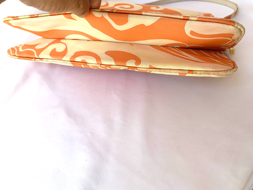 Sold FENDI Baguette Orange Multicolor Silk with Psychedelic prints