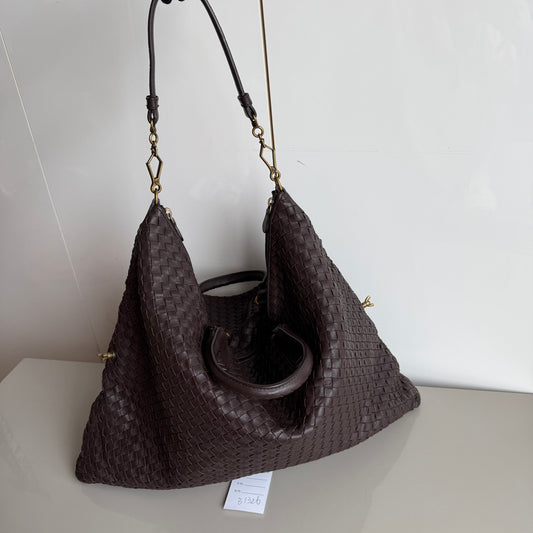 Bottega Veneta Maxi Convertible Tote Dark Chocolate Brown Leather Gold HW 50cm-Luxbags