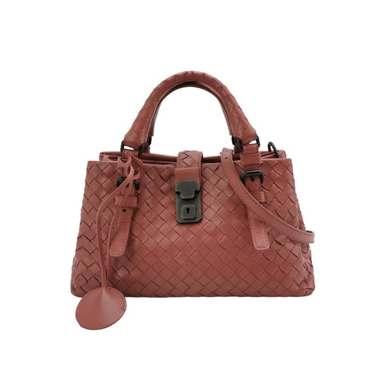 Bottega Veneta Roma Mini Bag Intrecciato Nappa Leather Pink 25cm-Luxbags