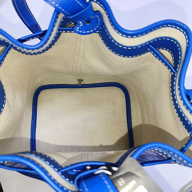 Goyard Petit Flot Drawstring Bucket Bag Blue Goyardine Crossbody Bag