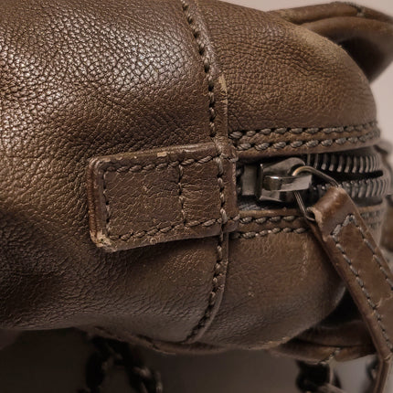 Chanel Brown Diamond Stitch Tote Calfskin Leather Zipper Bowler 2005-2006