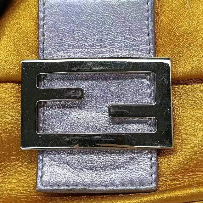 Fendi Baguette Mini Gold Nappa Leather with Beaded Strap