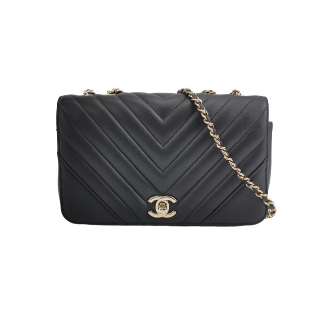 Chanel Classic Flap Rectangular Mini Chevron Quilted Calfskin Leather Black-Luxbags