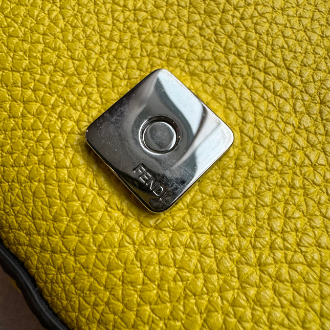 Fendi Baguette Mini Selleria Lemon Yellow Calfskin Leather Crossbody Bag