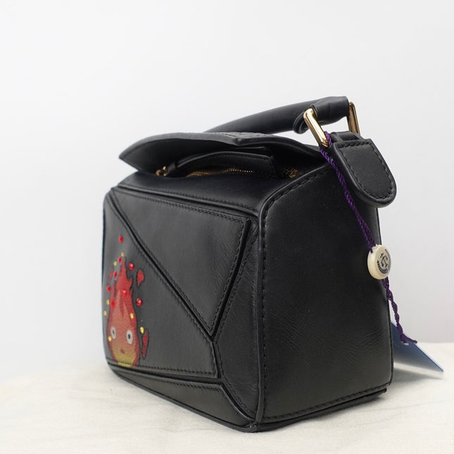 SOLD Loewe x Howl's Moving Castle Studio Ghibli Collection Puzzle Calcifer Mini Black Crossbody Bag