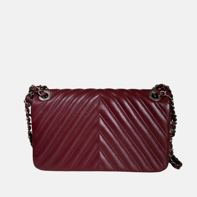 Chanel Classic Flap Medium Chevron Burgundy Quilted Lambskin Leather, 2015