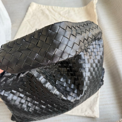 Bottega Veneta Hop Black Intrecciato Leather Maxi Hobo Bag 54cm