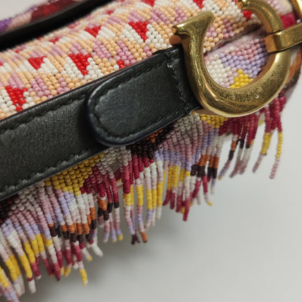 Dior Saddle Mini Multicolor Beaded Tassel Shoulder Bag 2018