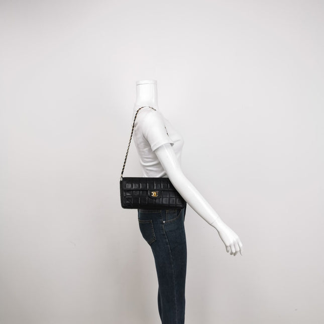 Sold Chanel East West Chocolate Bar Black Leather
