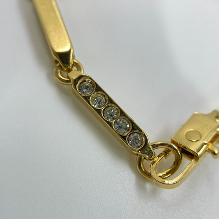 Celine Bracelet Vintage Gold Plated Crystals Embellished Gold Bar Links