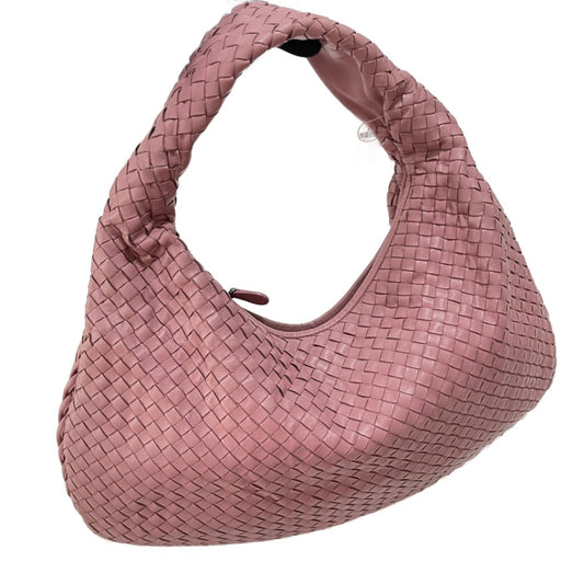Bottega Veneta Veneta Hobo Medium Cherry Blossom Pink Intrecciato Leather Bag 40cm-Luxbags