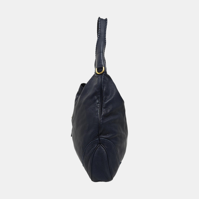 Gucci Jackie Soft Large Navy Leather Shoulder Bag With Strap
