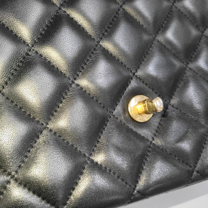 Chanel Classic Flap Jumbo Black Lambskin Leather Single Flap with Gold Hardware, 2010-2011