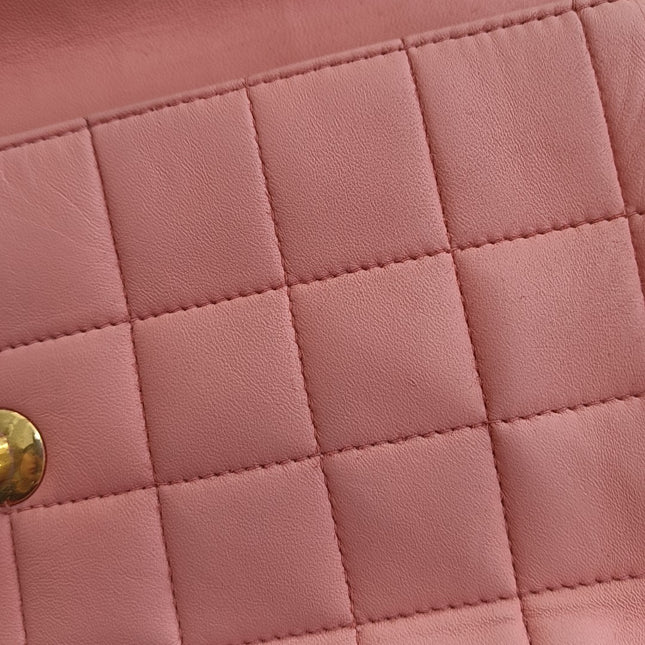 Chanel East West Chocolate Bar Light Pink Leather Gold Hardware Vintage