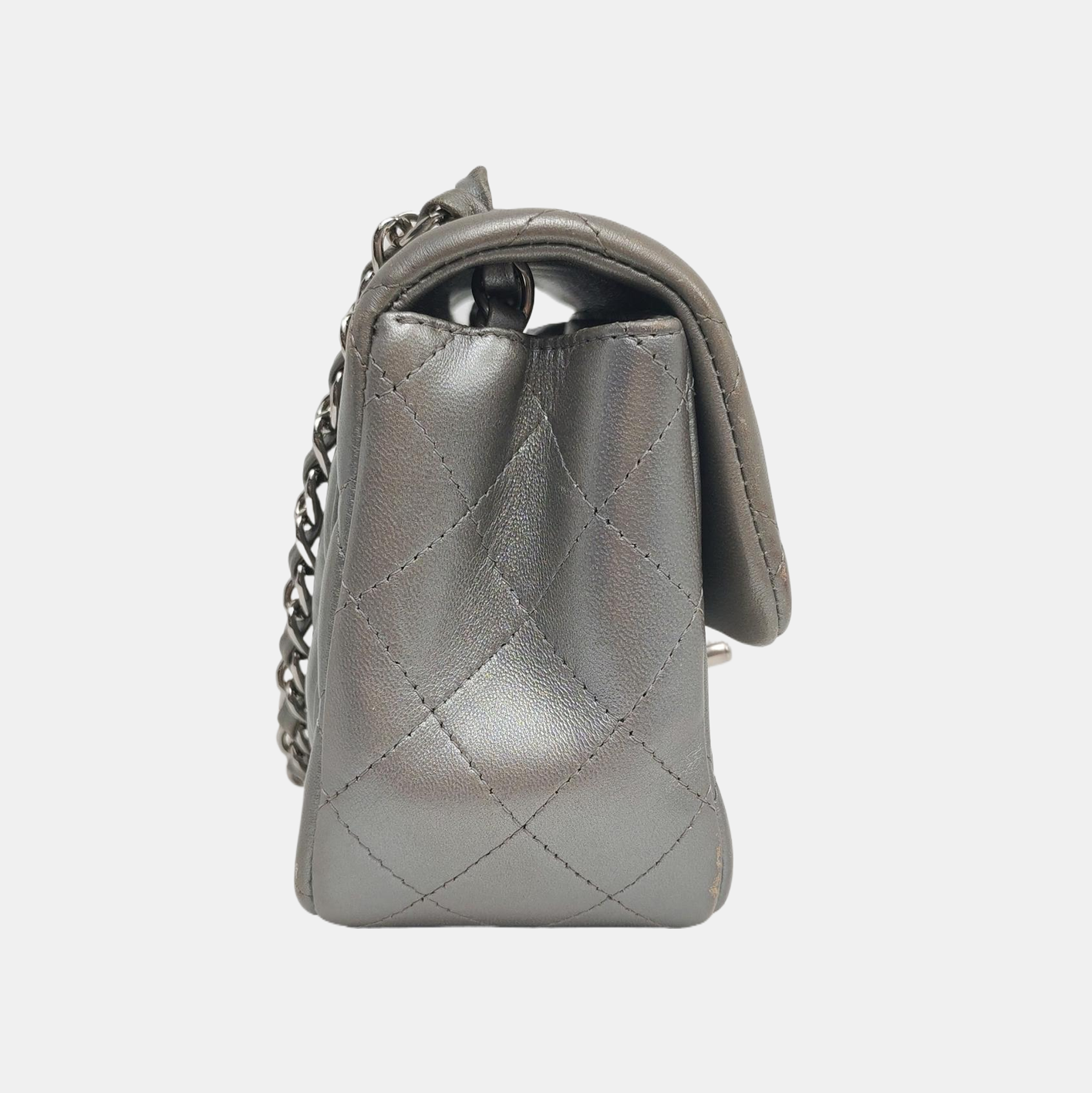 Chanel Classic Flap Mini Square Silver Lambskin Leather – Luxbags Chanel Classic Flap Mini Square Silver Lambskin Leather – Luxbags