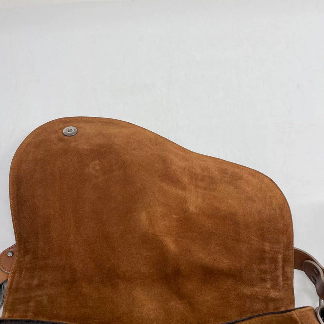 Dior Vintage Gaucho Large Brown Suede Leather Crossbody Bag