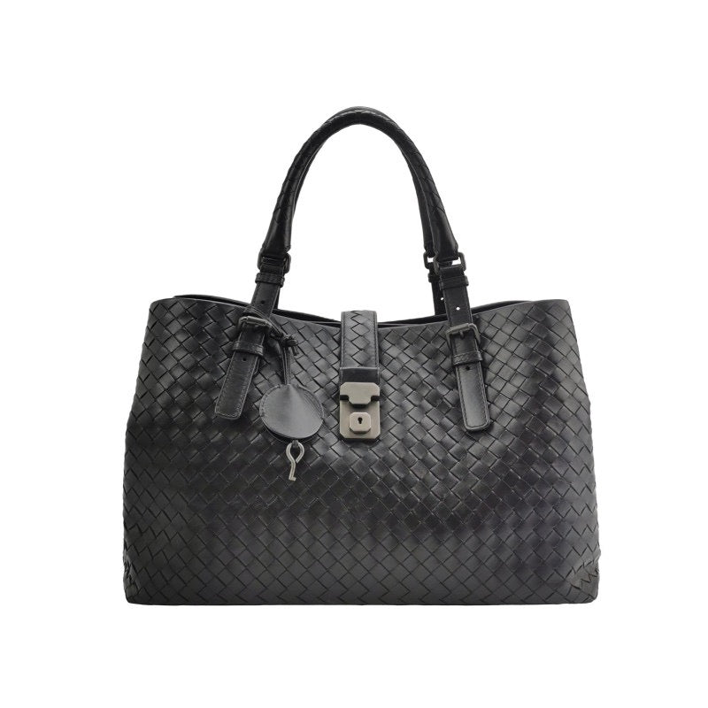 Bottega Veneta Roma Handbag Bag Intrecciato Nappa Leather Black Large 35cm-Luxbags