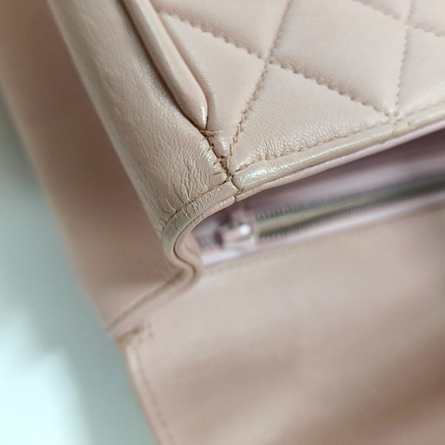 Chanel Vintage Top Handle Trendy CC Kelly Flap Bag Pink Cannage Lambskin Leather 24k Gold Plated Hardware